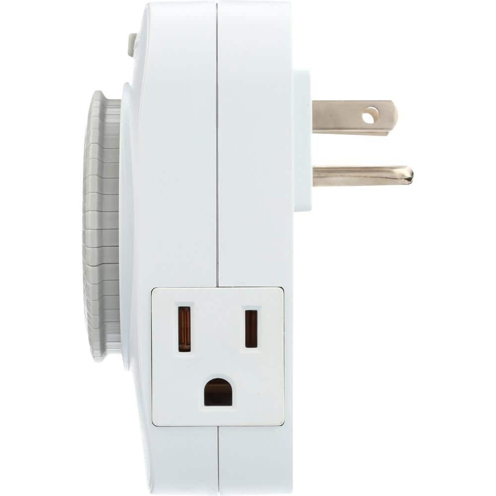 Westek Heavy Duty Grounded Daily Mechanical Timer Dual Grounded Outlet White