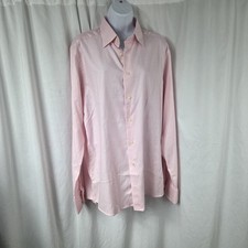 Eton Dress Shirt Mens Large 16 Pink Slim Fit Long Sleeve Button Front Stretch