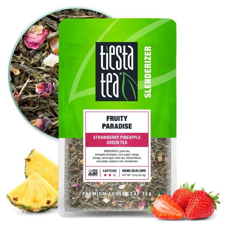 - Peaches N&rsquo; Green, Loose Leaf, Smooth Peach Green Tea, Premium Blend, Medium Ca