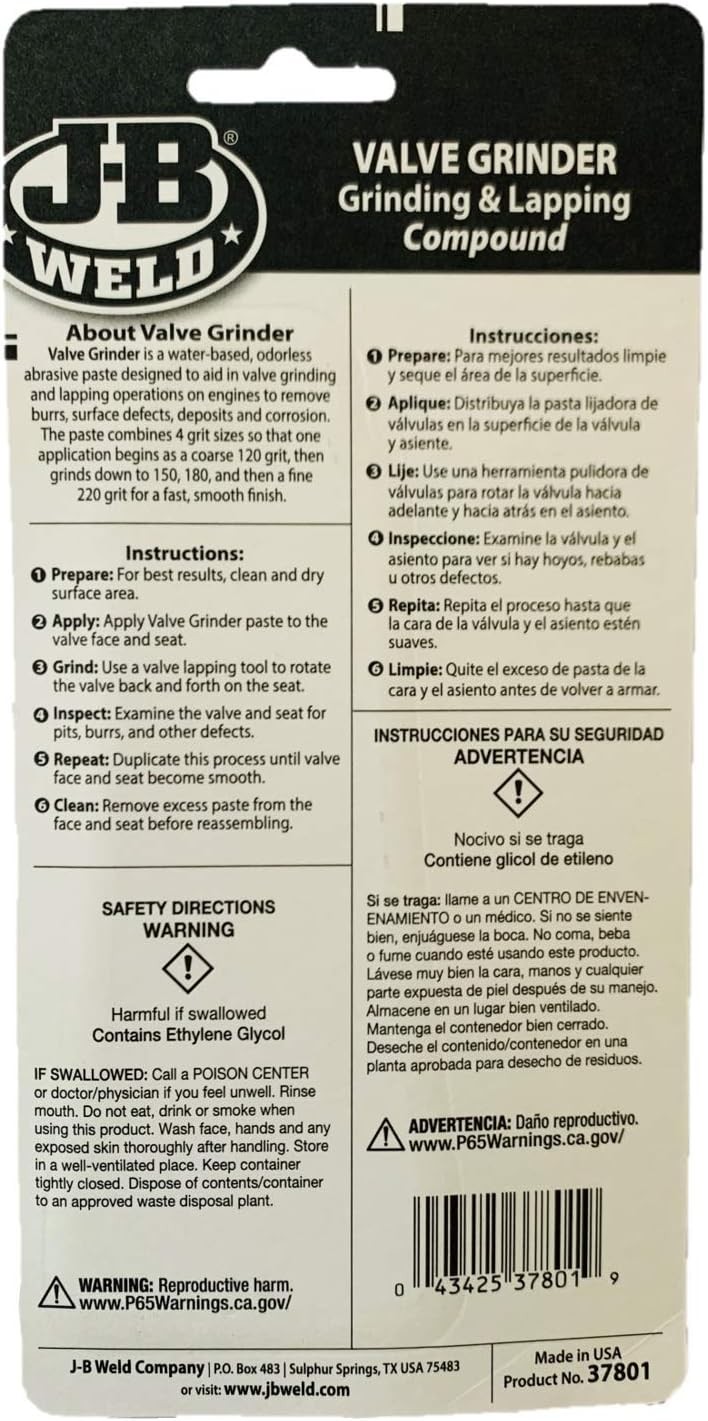 J-B Weld Valve Grinding Compound Carded 1.5 oz. 