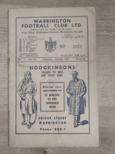 17/1/48 WARRINGTON V CASTLEFORD RUGBY LEAGUE  MATCH PROGRAMME VERY RARE