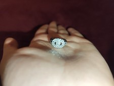 Elegant Sparkly Rhinestone Crystal Ring Silver Tone Statement Gift For Women