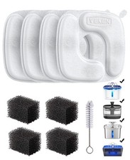 Veken Cat Water Fountain Filters, 4 Pack Replacement Filters  4 White, Black