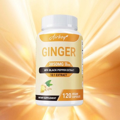 Airboy Ginger Capsules With Black Pepper Extract, 120 Capsules, For Men & Women