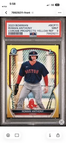 2023 Bowman Chrome - Roman Anthony 1st Bowman Yellow /75 PSA 9
