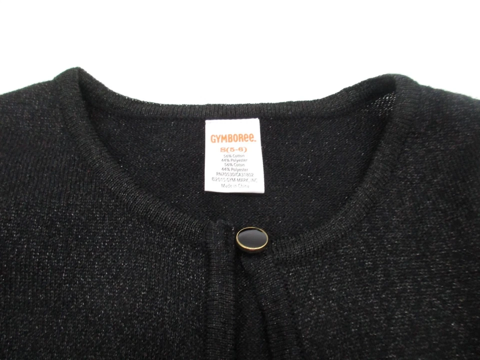 Gymboree Kid Girl's Long Sleeves Black/Silver Cropped Bolero Cardigan, Sz S(5-6) - Image 3 of 4