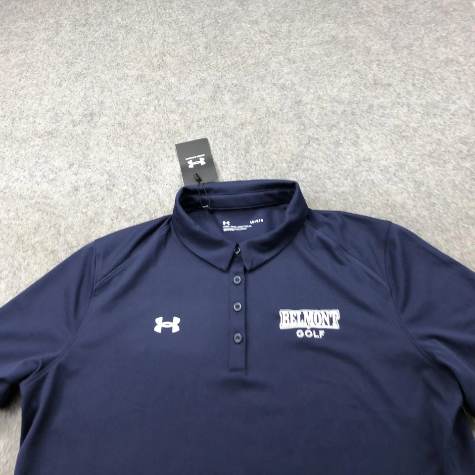 Belmont Bruins Polo Shirt Womens Large Blue Short Sleeve Under Armour - Image 3 of 4