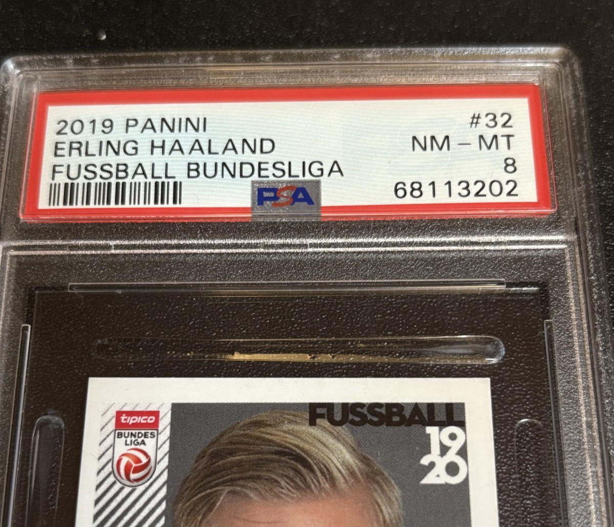 Erling Haaland 2019 Panini Fussball Bundesliga Rookie RC #32 PSA 8 (A) Norway view 2