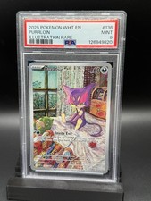 PSA 9 MINT 2025 POKEMON WHT EN-WHITE FLARE #136 PURRLOIN ILLUSTRATION RARE on eBay