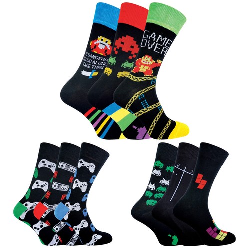 Mens Retro Gaming Funky Novelty Video Game Socks 7-12 | 3 Pairs | eBay