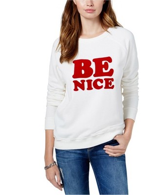 ban.do Womens Be Nice Pullover Sweater, White, Small