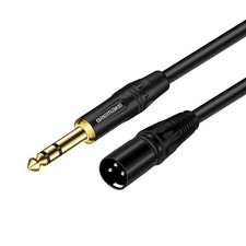 25 FT 6.35 mm 1/4 Inch TRS Male to XLR Male Audio Stereo Mic Cable - Gold Pla...