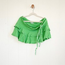 VHTF VTG Y2K Abercrombie  Fitch Green Tiered Mini Skirt Cotton Tie Bow Boho XS