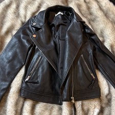 Girls Black Faux Leather Biker Jacket Age 10
