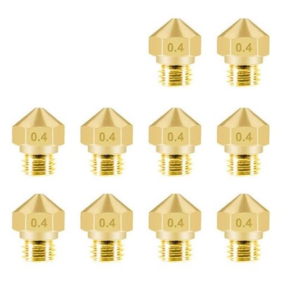 MK10 Nozzle for 3D Printer, 10pcs M7 0.4mm Brass Extruder