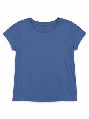 Girls Basic Solid Crew Neck Short Sleeve T-Shirt Top Blue Black Pink