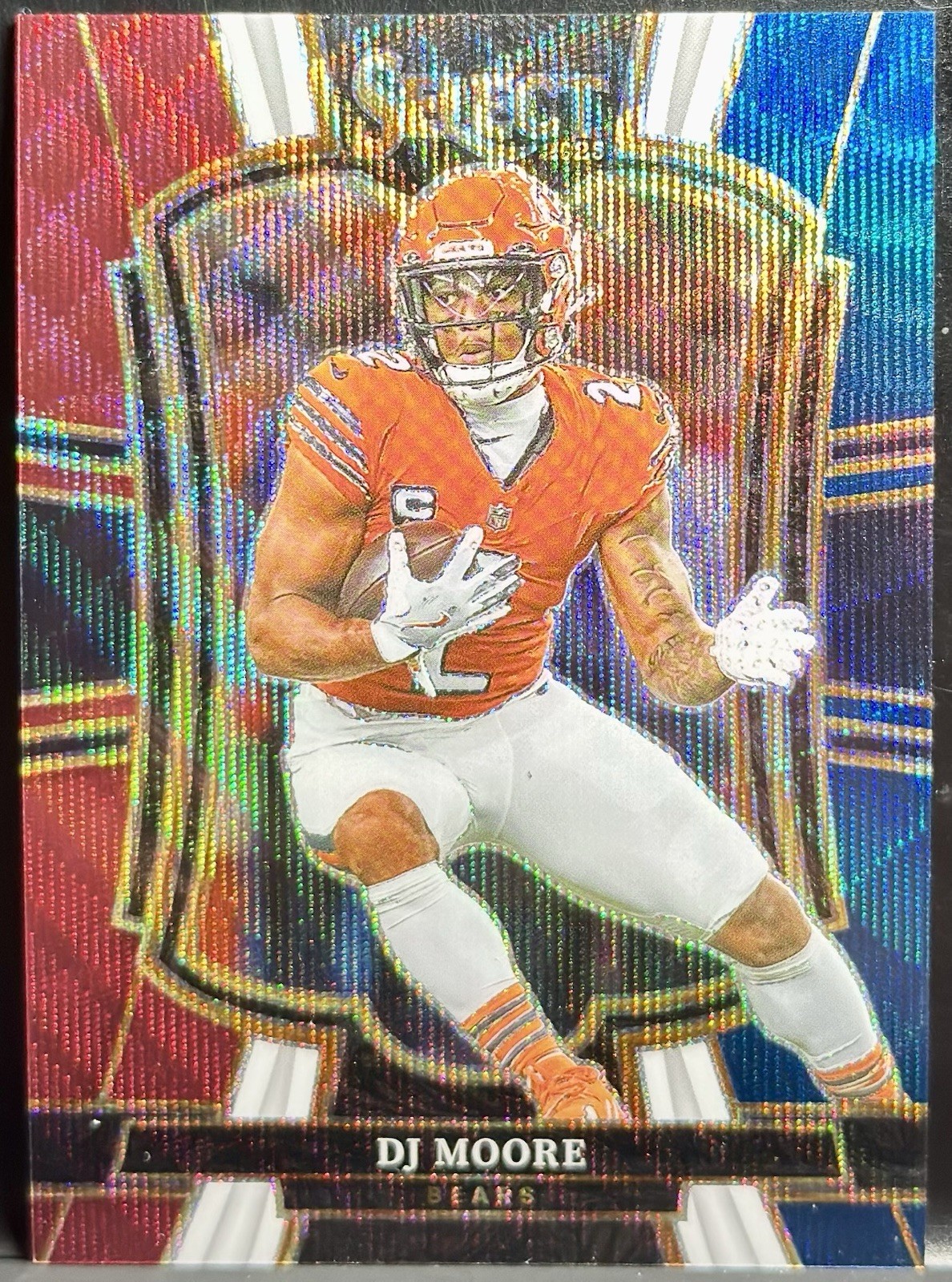 2025 Select DJ Moore Red White Blue Wave /299 Premier Level Bills Bears