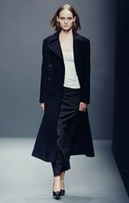 Archivio PRADA Autunno 1997 Cappotto Lungo Doppiopetto Lana Nero IT 40 Vintage