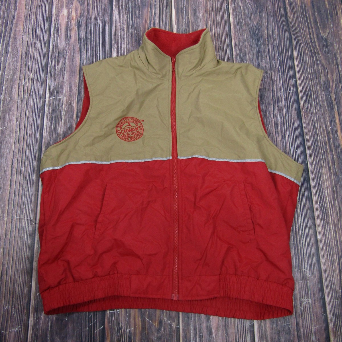 Riverside Vest Mens XL Red Fleece Full Zip Schwan's Logo