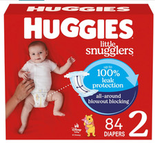 Huggies 84 Pack Little Snugglers White Unisex Size 2 Disposable Baby Diapers