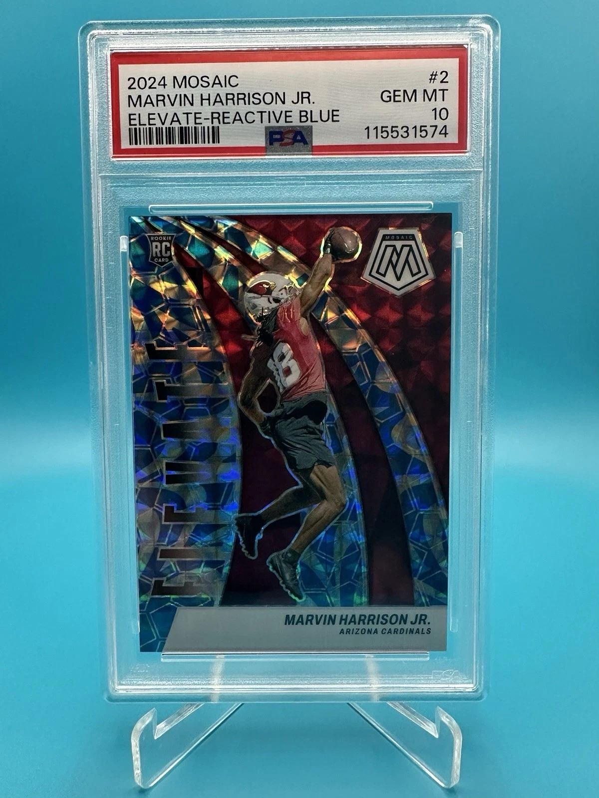 Marvin Harrison Jr. Panini Mosaic Elevate #2 Reactive Blue