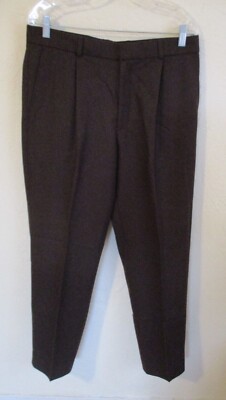 Thomas Nash Wool Blend Debenhams Dress Pants Size 34 X 32 Single Pleat Drk Brown
