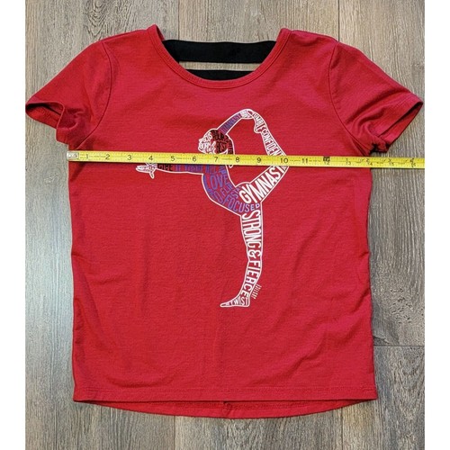 Justice Girls Size 6 Red Short Sleeve Gymnastics T-Shirt - Picture 4 of 8