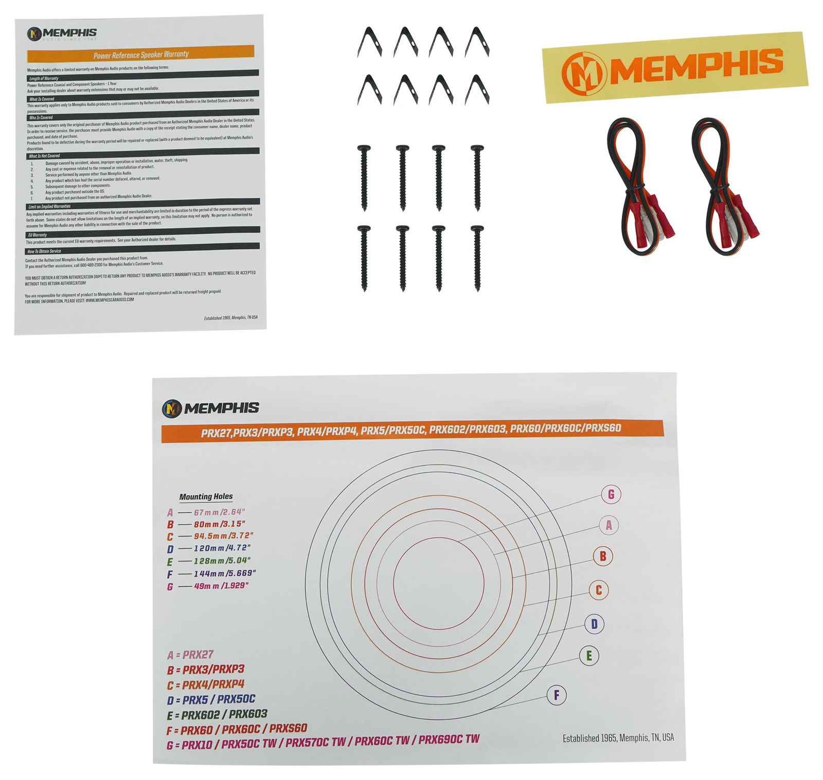 4 Memphis Audio PRXP4 - 4 40-ваттных 2-полосных автомобильных динамика с поворотными твитерами