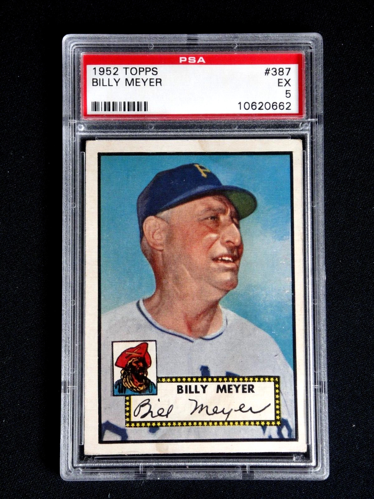 BILLY MEYER 1952 TOPPS BASEBALL CARD #387 PSA 5 EXCELLENT HIGH NUMBER RARE