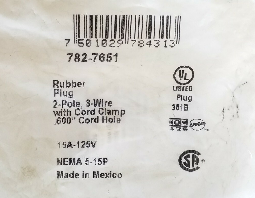 7827651 Napa 2pole 3 Wire Rubber Plug With Clamp Free Shipping Free