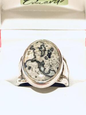 JANICE GIRARDI DESIGN JGD STERLING SILVER ARGENTINA  AGATE SIZE P RING JEWELLERY