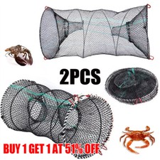 2 x CRAB TRAP NET CRAB PRAWN SHRIMP CRAYFISH LOBSTER EEL BAIT FISHING POT BASKET