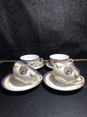 Antique Hand painted Noritake Toki Kasha Tea Cups & Sources