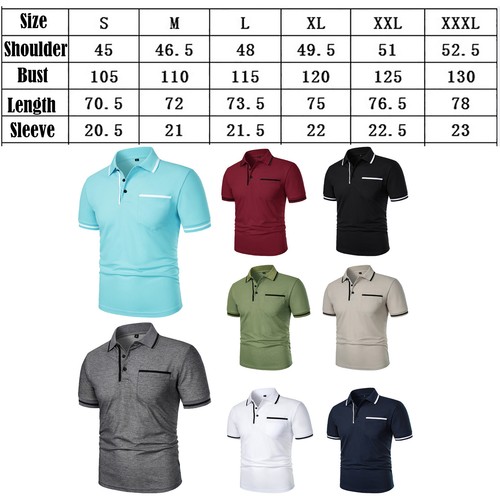 New Mens Casual Golf Polo Shirt Short Sleeve Classic Business Work Shirts Tee - Picture 24 of 32