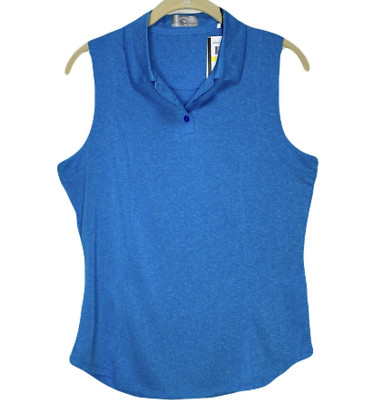 Callaway Polo Women M Blue Sea Star OptiDri Sleeveless Top Performance Golf NWT