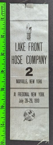 Vintage 1910 Lake Front Hose Fire Department Mayville NY Ribbon