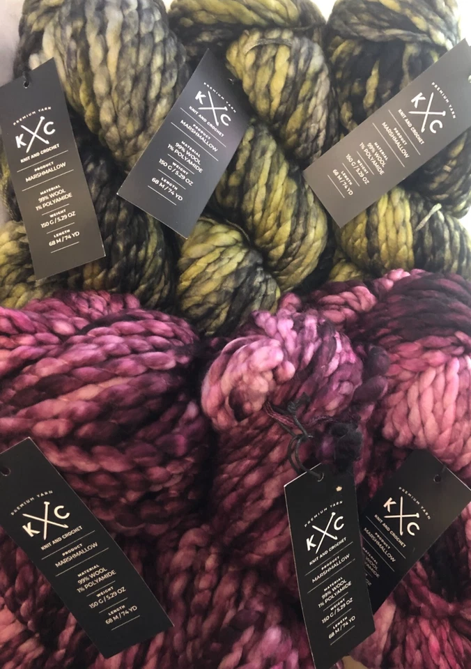 LOT OF 3- K+C MARSHMALLOW WOOL YARN-5.29oz 74yds WINTERBERRY OR DOUGLAS FIR - Image 4 of 4