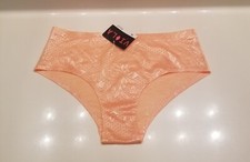 P133 VIOLA'S Panties Medium Satin Wetlook Shiny Smooth Orange Floral NWT