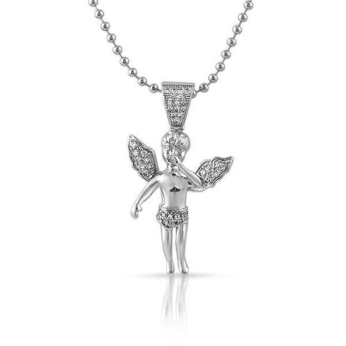 Silver Micro Angel Pendant With 
