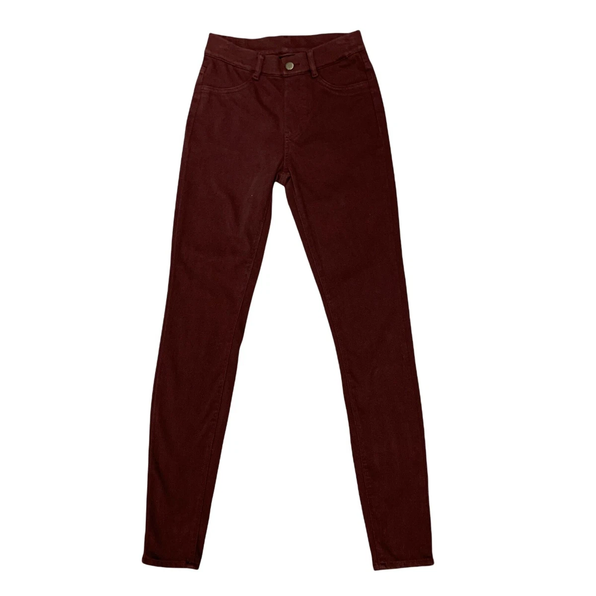 Uniqlo Maroon Jeggings Size XXS 22 23 Mid High Waist Skinny Stretch Jean  Pants