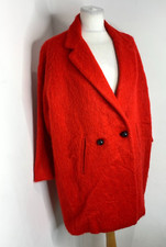Ottod'ame Red Wool Cocoon Over Coat 10 Vgc Oversize Mid Length Double Breasted