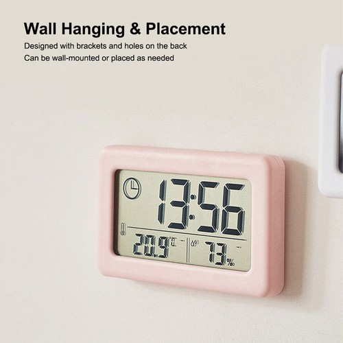 Mini Digital Thermometer Hygrometer Alarm Clock LCD Bedside Wall/Desk Clock Home - Picture 3 of 17