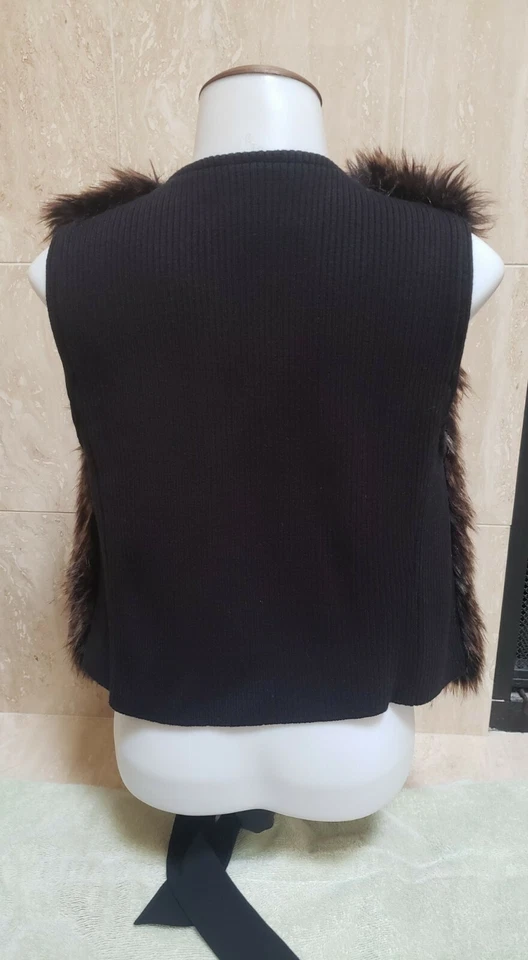 ANN TAYLOR VEST FAUX FUR FRONT - KNIT BACK Brown Extra Small XS/S - Image 3 of 4