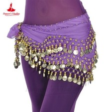 Belly Dance Hip Scarf Women Chiffon Gold Coines 158 Belt Oriental Belly Dancing