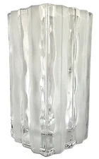 Studio Nova Square Clear Crystal Vase Waves 6 3/4”  x  3 5/8” Made In Japan