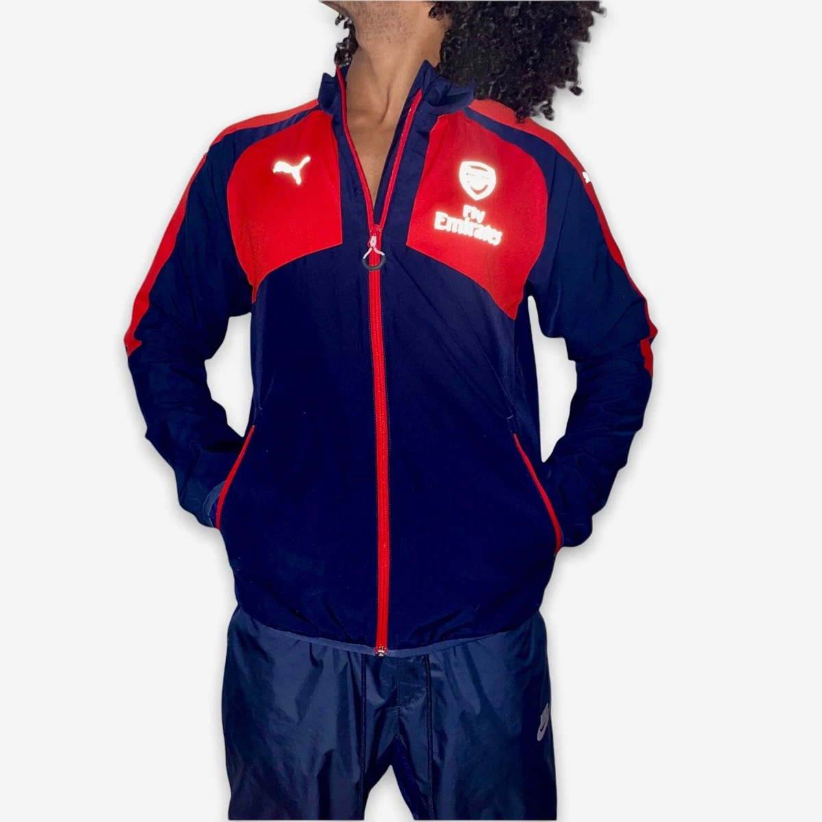 Puma Arsenal Club Walk Out Soccer Football Training Jacket Red Blue Small