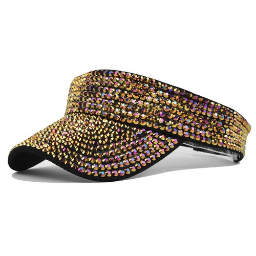 New Rhinestone Sun Visor Cap Glitter Sequin Sparkly Bling Women Summer Hat Sun - Picture 27 of 34