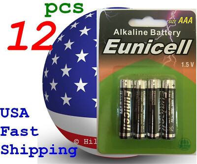 12 pcs Size AAA LR3 LR03 0% Hg TT Heavy Duty Card 1.5V Alkaline Battery