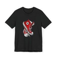 Camiseta Jersey Unisex Vintage con Par de Converse Usadas, Camiseta Retro