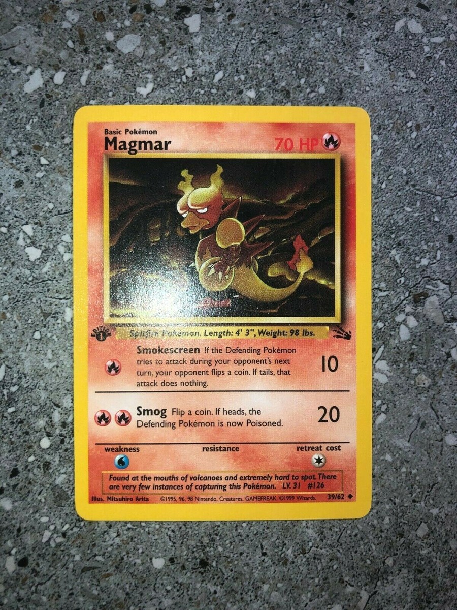 magmar pokemon card value 39 62 Pokemon TCG Cards 1st Edition Magmar 39/62 Fossil Uncommon NM